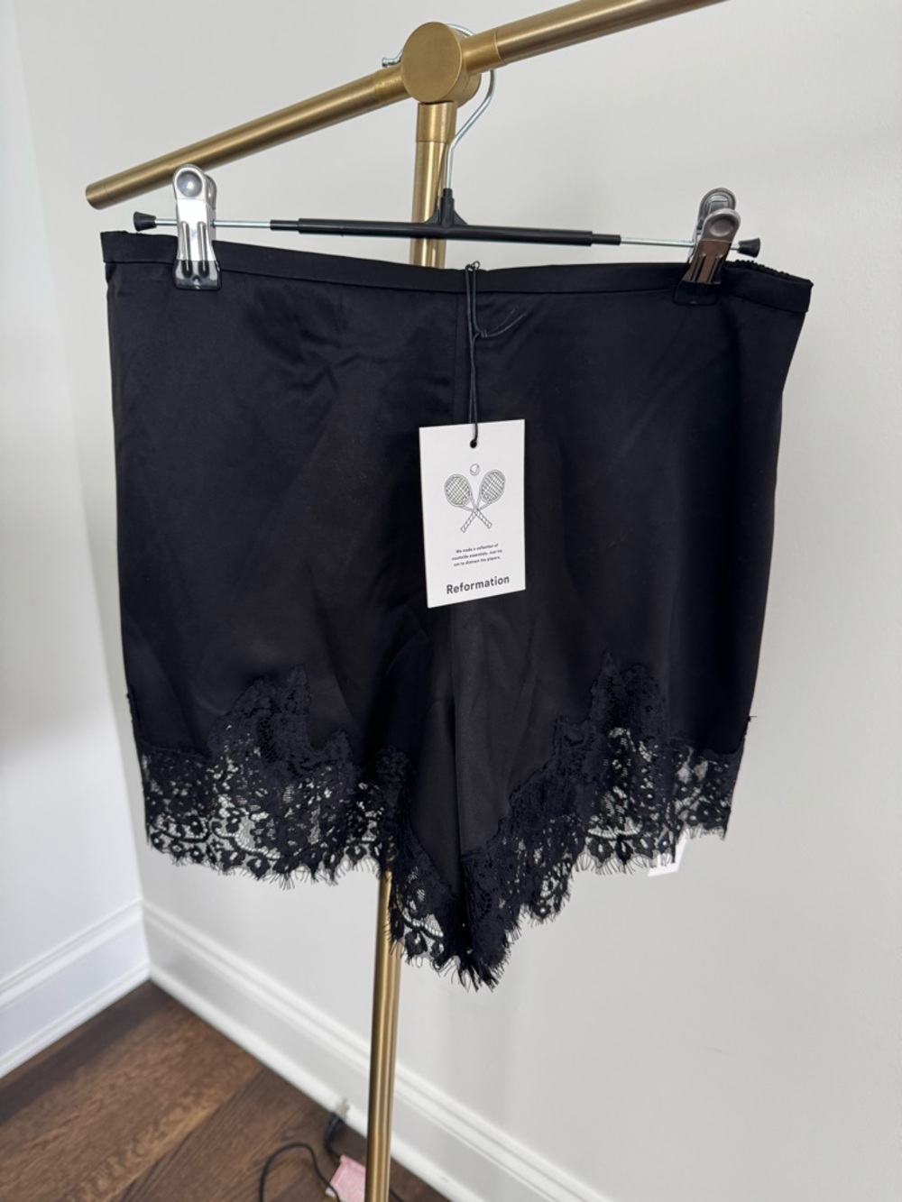 Reformation Fern Satin High-Waist Shorts in Black - Picture 4 of 6